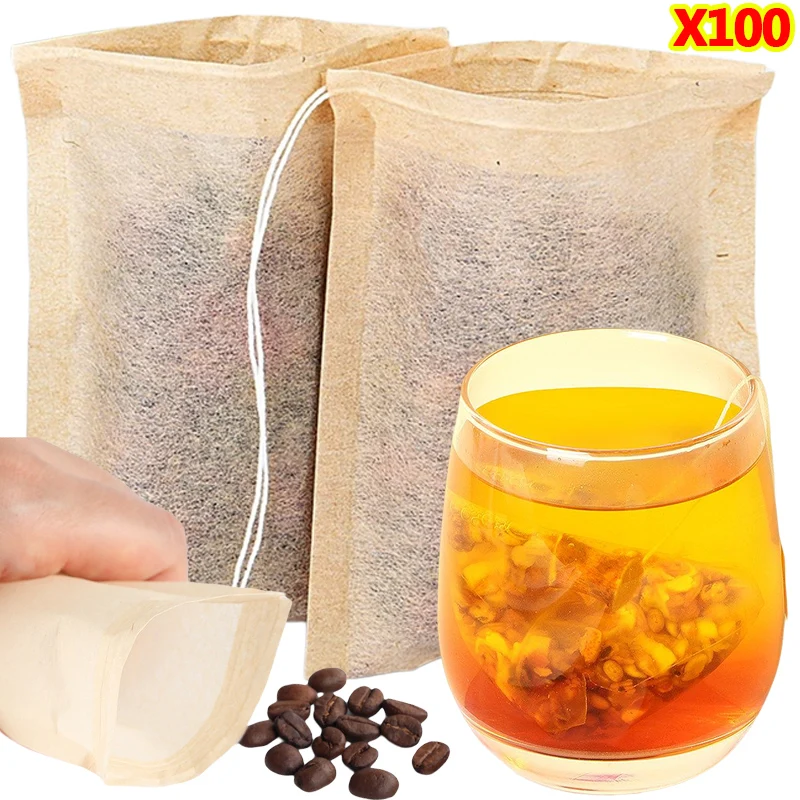 Coffee Tea Leaf - 100Pcs Teabags with Drawstring Filter Empty