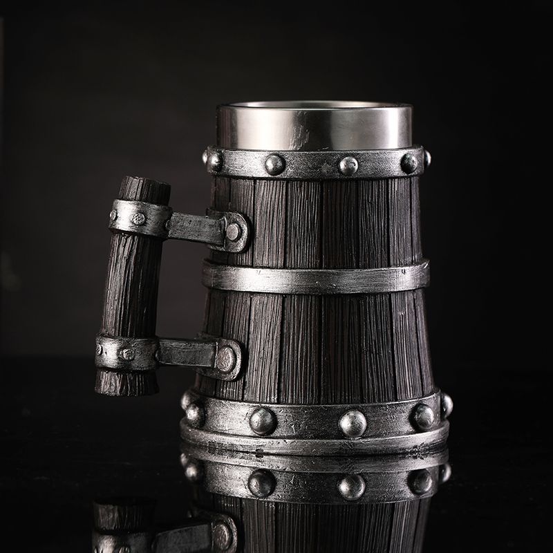 Coffee Tea Drink - Wood Grain Beer Glass Resin Stainless