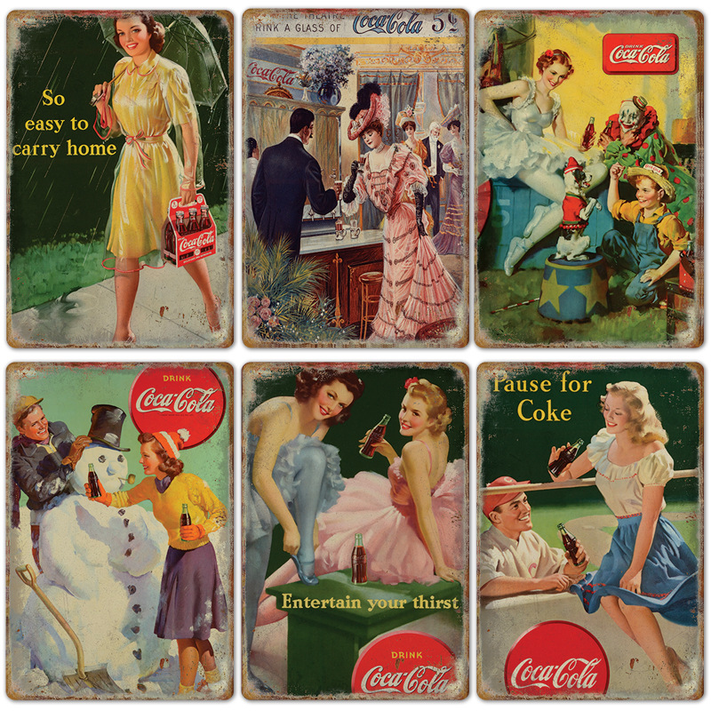 Vintage Cola Logo Kim Loại Pos - đánh giá và giá Coffee Tea Poster