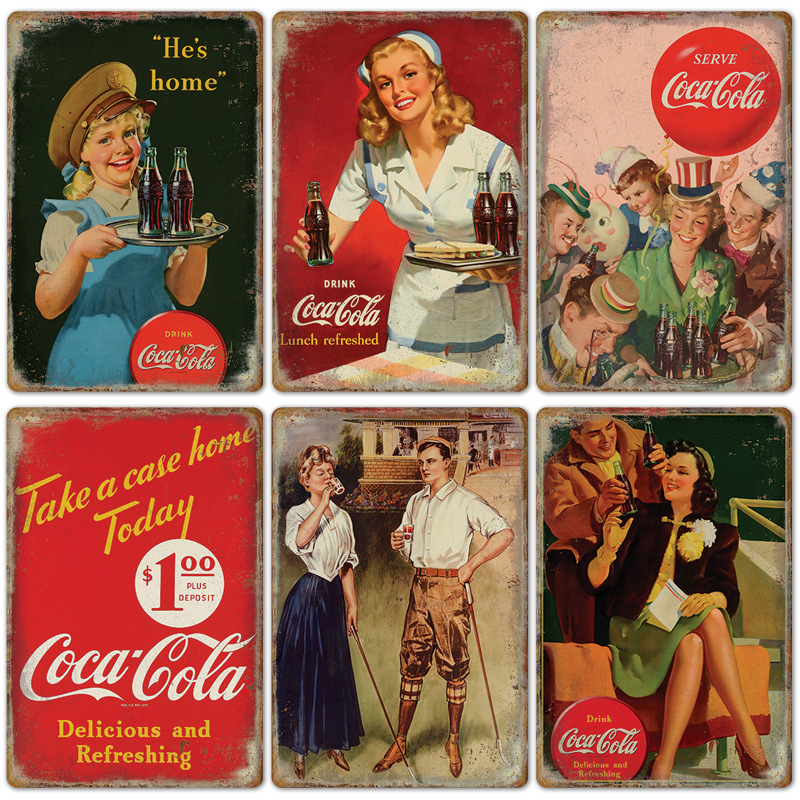 Vintage Cola Logo Kim Loại Pos - đánh giá và giá Coffee Tea Poster
