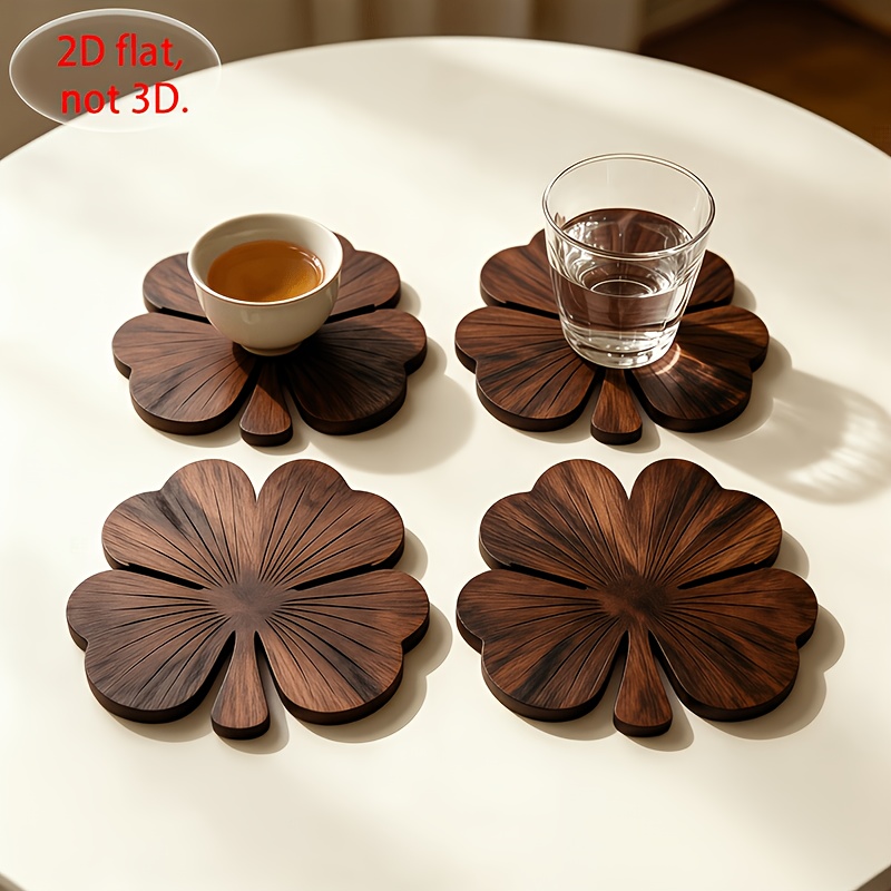 4Pcs 2D Flat Clover Wooden Coa - đánh giá và giá Coffee Tea Games