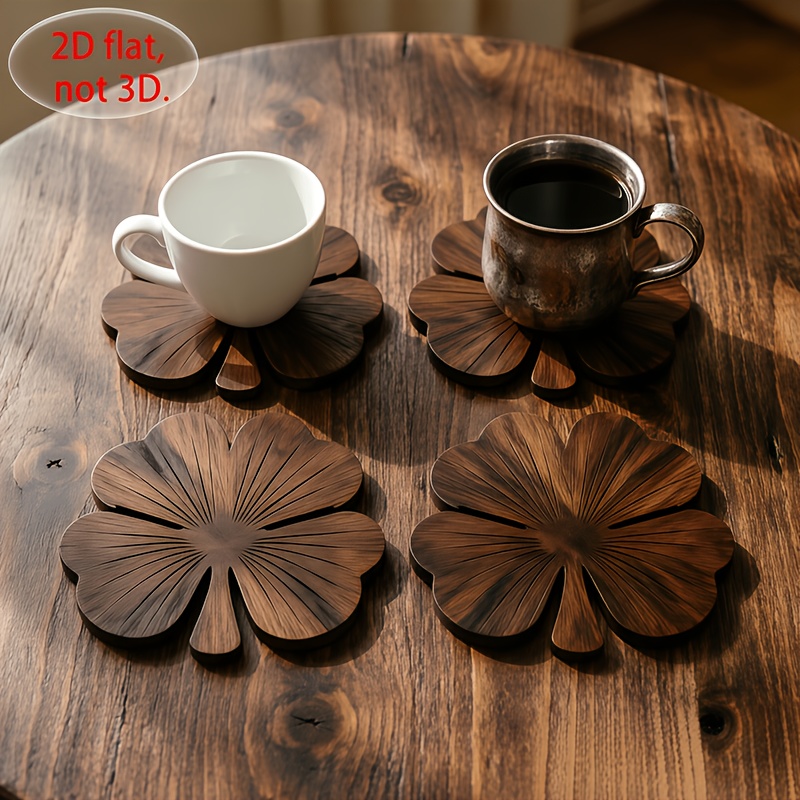4Pcs 2D Flat Clover Wooden Coa - đánh giá và giá Coffee Tea Games