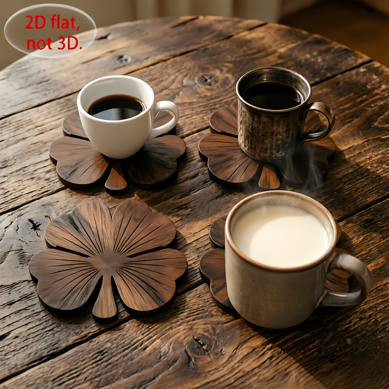 4Pcs 2D Flat Clover Wooden Coa - đánh giá và giá Coffee Tea Games