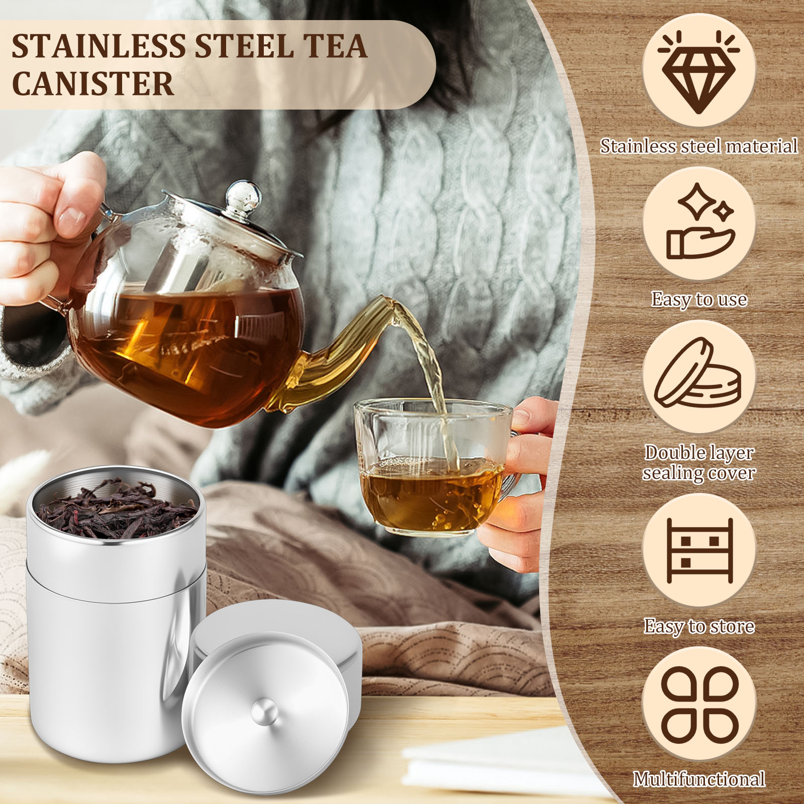 Stainless Steel Tea Leaf Tins  - đánh giá và giá Coffee Tea Leaf